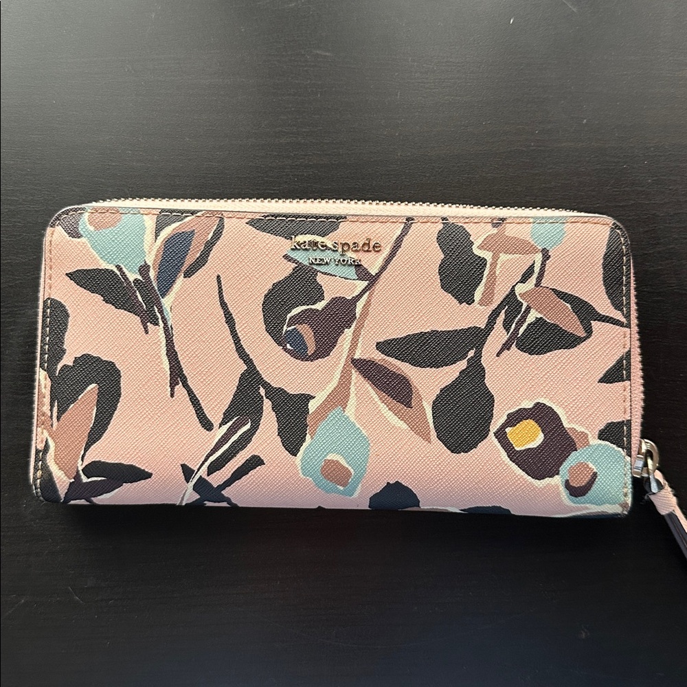 Kate Spade Pink and Black Floral Wallet
